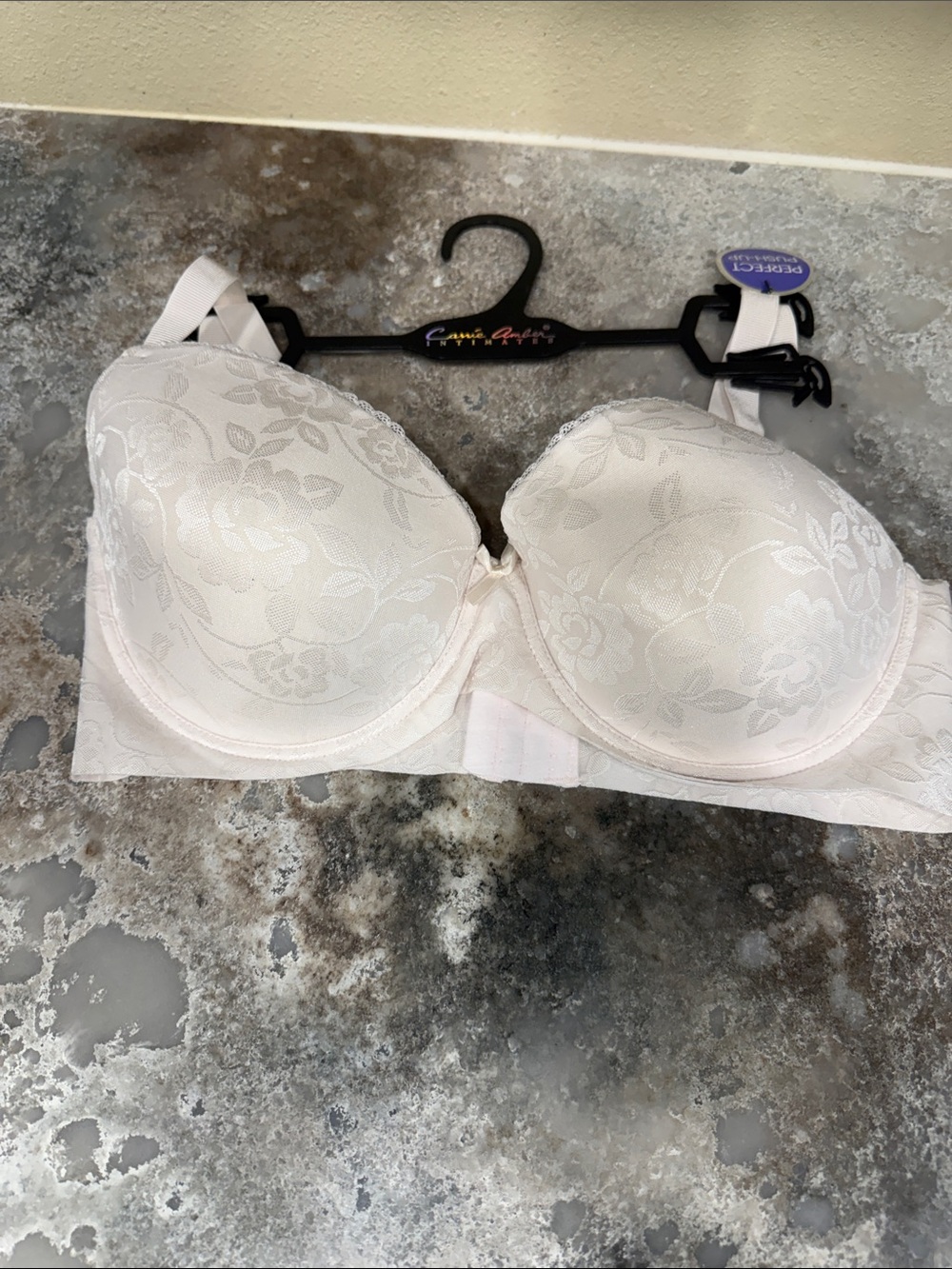 Floral Jacquard Light Ivory Underwire Bra with Molded Cups